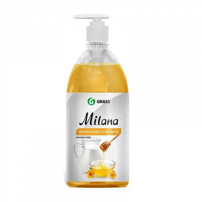 Крем-мыло увлажняющее GRASS Milana Молоко и мед 1 л